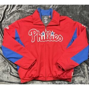 Philadelphia Phillies Majestic Authentic Therma Base Jacket Red Blue Size L
